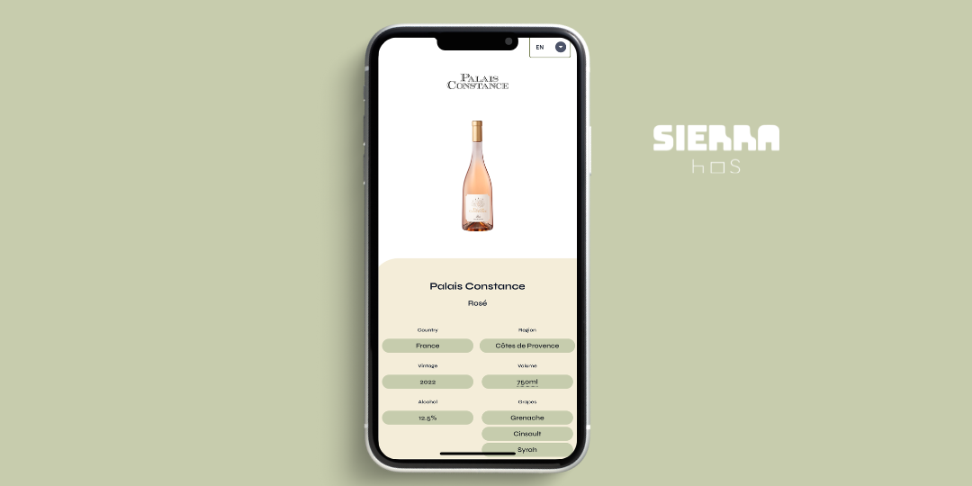 Sierra Hos professional QR code generator for wine e-labels; better than U-label, PicotQR, Scantrust, QRfox, Siplabel, deply.app, ewinetag, iogri, digital label, palais constance